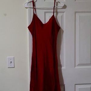 Red Silk Maxi Slip Dress